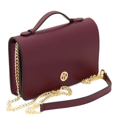 Opera - Leather clutch with chain strap